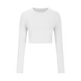 thumbnail image 3 of Yuyuzo Hauts de Sortie pour Femmes Chandails à Manches Longues Col Rond Crop Top Décontracté Ajusté T-Shirts Basiques, 3 of 5