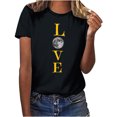 thumbnail image 1 of Penkiiy T-Shirt Musulman Ramadan pour Femmes T-Shirts Graphiques Mignons pour Femmes Col Rond Manches Courtes Imprimé Lune T-Shirt Décontracté 2TG Noir, 1 of 6