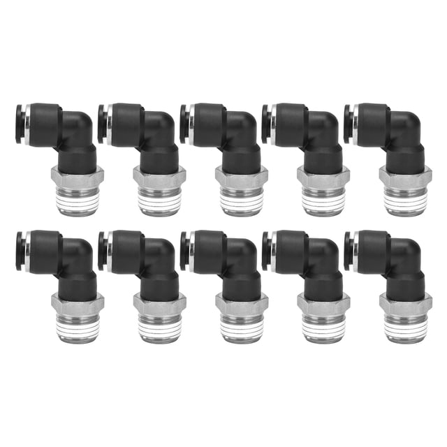 LHCER 10 Pcs Connecteurs Pneumatiques en Forme de L Filetage Externe Angle Droit Raccords Rapides Accessoires de Compresseur d'Air, Raccords de Tube, Raccords d'Air