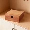 thumbnail image 4 of Material Storage Box Brown Wooden Storage Box with Flipping Cover and Latch for Home Office Organization,L(1PCS) JASKFLY, 4 of 8