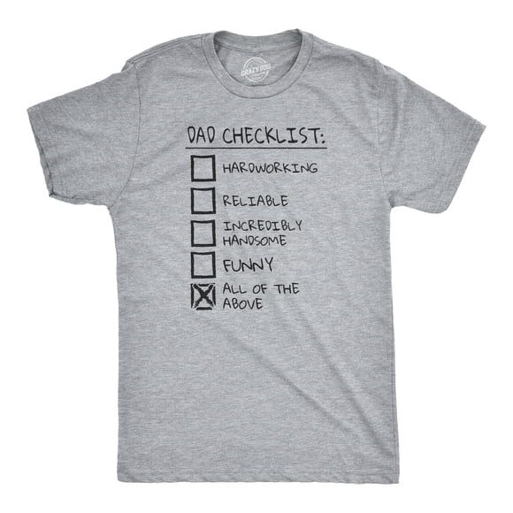 T-shirt Homme « Dad Checklist » Drôle Fête des Pères, Idées Cadeaux pour Papa (Gris Chiné) - 3TG