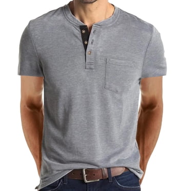 Mefallenssiah Men'S Short Sleeve Men Short-Sleeve Beefy Muscle Basic Solid Pure Color Blouse Tee Shirt top Gray