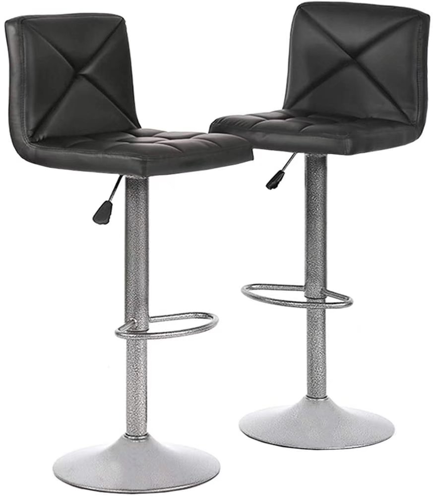 Dkeli Counter Height Barstools Set of 2 Bar Stools Modern Swivel Stools Adjustable Bar Chairs with Footrest, Black