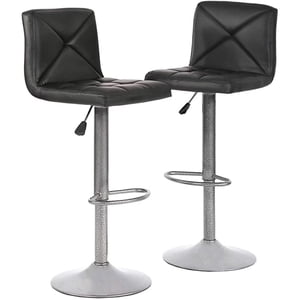 Dkeli Counter Height Barstools Set of 2 Bar Stools Modern Swivel Stools Adjustable Bar Chairs with Footrest, Black