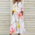 thumbnail image 1 of Robes pour Femmes aux Courbes Mode Femmes Été Imprimé Décontracté Col en V Bouton Manches Courtes Vacances Poches Robe Robes pour Femmes Invitées de Mariage Été en Liquidation, 1 of 5