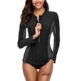 thumbnail image 3 of Charmo Women's Long Sleeve Rashguard Swimsuit Zip Front Sun Protection Swim Shirt UPF 50+, 3 of 6