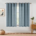 thumbnail image 4 of Curtainking Rideaux en Lin à Oeillets pour Salon Rideaux de Fenêtre 52x63 Pouces Rideaux à Rayures Géométriques 2 Panneaux Beige sur Bleu, 4 of 6