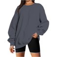 thumbnail image 1 of ORUYROP Chandails en Molleton Surdimensionnés pour Femmes Manches Longues Col Rond Chandail Décontracté Ample Couleur Unie Polaire Tops Pulls, 1 of 7