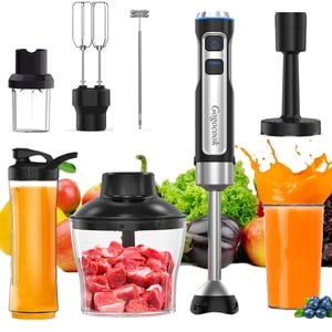 Immersion Blender Handheld 8 in 1 Hand Blender, Electric Blender Max 1000W Immersion Blender with 21 Speed & Turbo Mode, 21 Speed & Turbo Mode, Beaker Chopper Milk Froth
