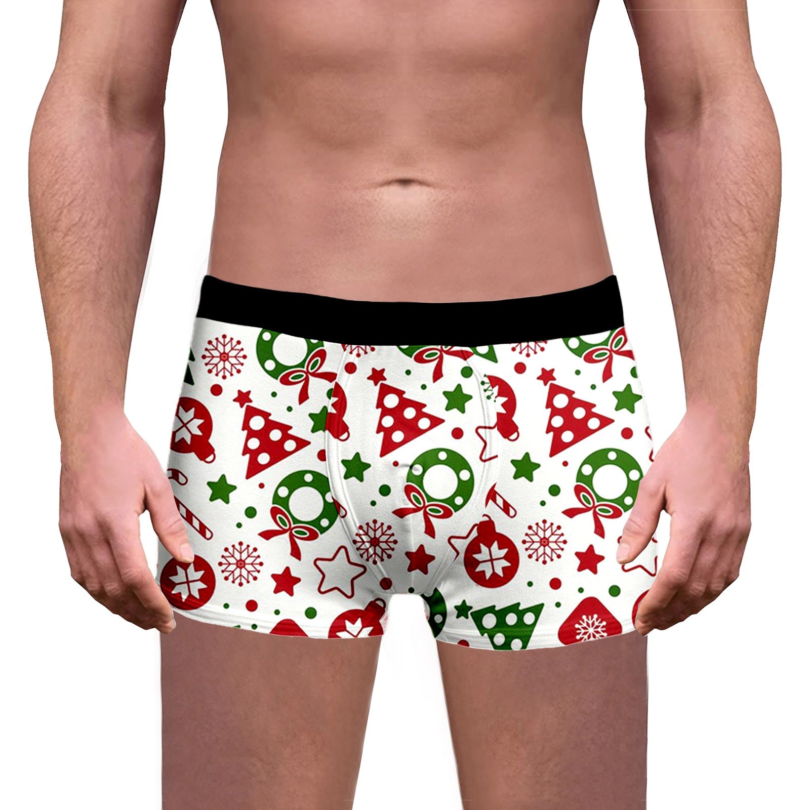 FhsagQ Underwear Mens Underwear Cotton Knit Boxers Super Fit Men's Christmas Print Breathable Underwear Men Underwear Pack Boxers Brief Super Fit Men Underwear Boxers Brief Low Rise White XXXL