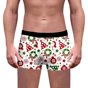 FhsagQ Underwear Mens Underwear Cotton Knit Boxers Super Fit Men's Christmas Print Breathable Underwear Men Underwear Pack Boxers Brief Super Fit Men Underwear Boxers Brief Low Rise White XXXL