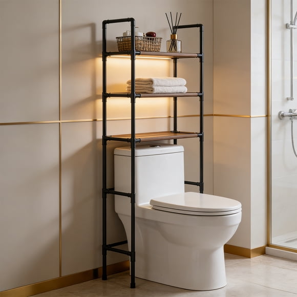 Over The Toilet Storage Shelf 3 Tier Bathroom Organizer | Holds Toiletries, Towels, and Daily Necessities | Space Saving Rack for Bathroom, Laundry Room, or Balcony