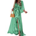 thumbnail image 1 of Bellella Robe Longue pour Femmes Manches 3/4 Robes Maxi Imprimé Floral Robe d'Été Hawaïenne Col en V par-Dessus Femmes Sorties de Plage Vert G, 1 of 2