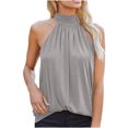 thumbnail image 1 of Birdeem Mode Femme Blouse Sans Manches Col Roulé Unie T-Shirt Tops d'Été, 1 of 9