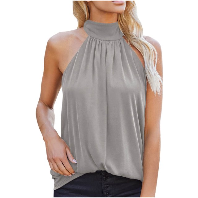Birdeem Mode Femme Blouse Sans Manches Col Roulé Unie T-Shirt Tops d'Été