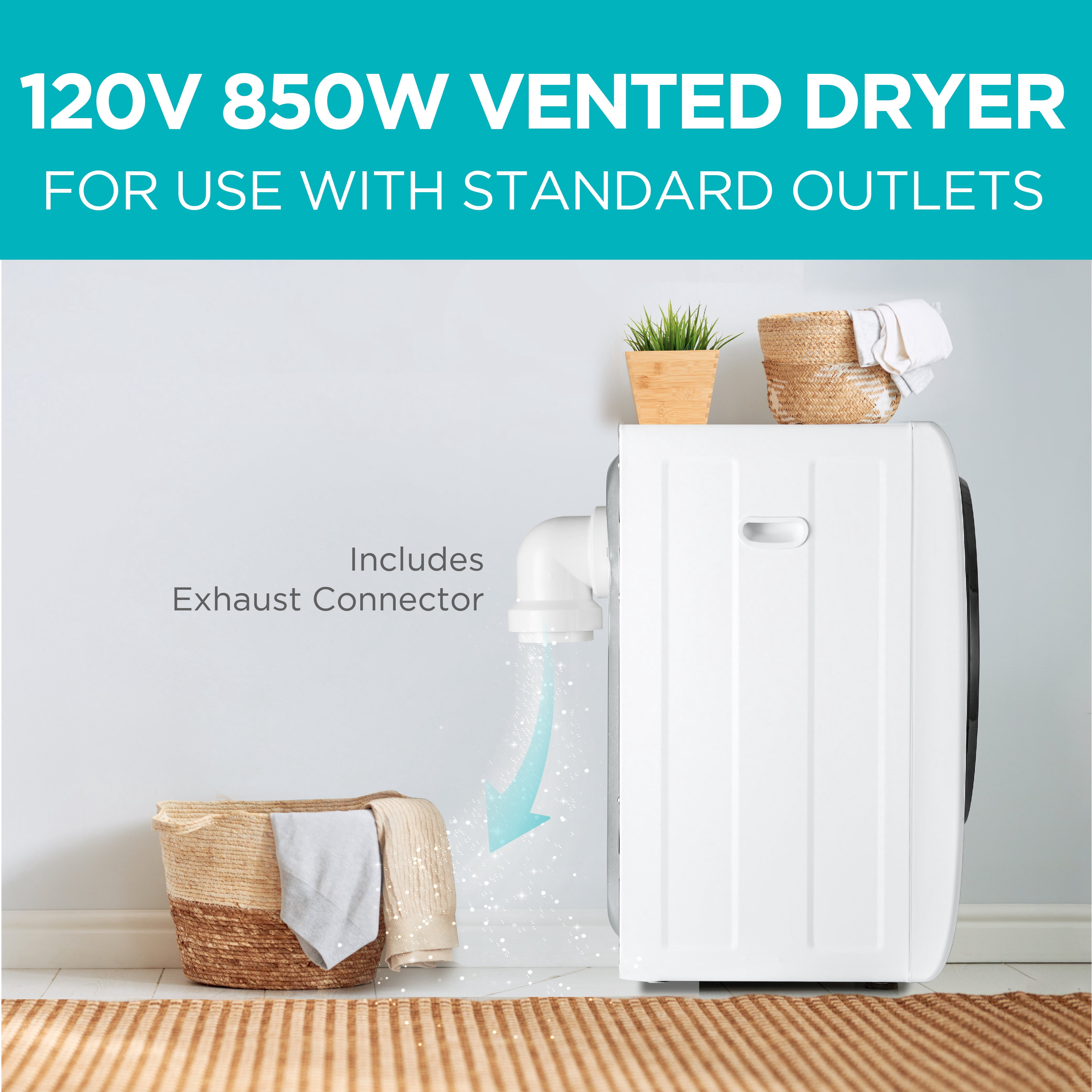 BLACK+DECKER BCED15 Vêtements Compacts, 1,5 Pi3 850W Sèche-Linge Électrique, Blanc