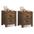 thumbnail image 1 of Costway 2 Pcs Table de Chevet Table d'Appoint en Bois 2 Tiroirs Coulissants de Rangement Chambre, 1 of 10