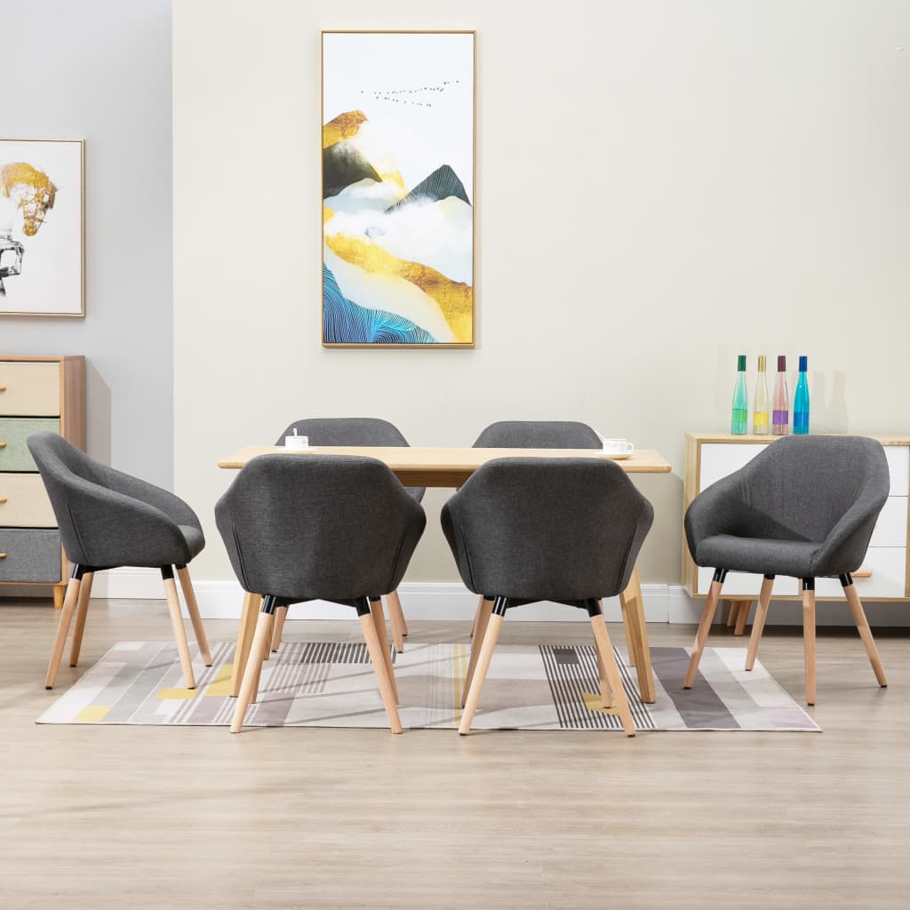 vidaXL Chaises de Salle à Manger 6 Pcs Tissu Gris Foncé