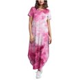 thumbnail image 2 of Ovzne Robes D'Été pour Femmes 2025 Robe d'Été Robes pour Femmes Été Décontracté Imprimé Floral Col Rond Manches Courtes Poches Imprimé Robe Longue Robe pour Femmes Manches Courtes Imprimée Longue D, 2 of 6
