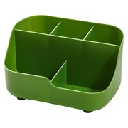 Multi-Functional Pencil Pen Holder,Multi-Compartment Stationery Holder Desk Organizer,Plastic Desktop Organizer Caddy,Plastic Compartment Holder,Makeup Organizer for Home Office Storage,Green