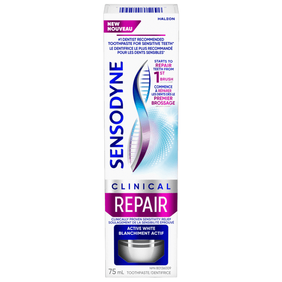 Dentifrice Sensodyne Clinical Repair Menthe fraîche pour les dents sensibles (Blanchiment actif), 75 mL