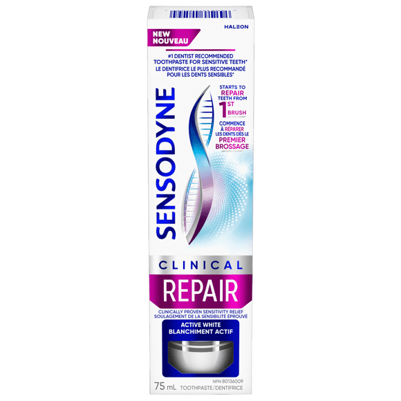 Sensodyne Clinical Repair Mint Toothpaste for Sensitive Teeth (Active White), 75ml