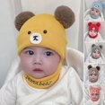 thumbnail image 3 of Baby Hat Neck Warmer 2Pcs/Set Ear Protection Thickened Beautiful Windproof Winter Infant Boys Kids Cap Scarf Kit, 3 of 4