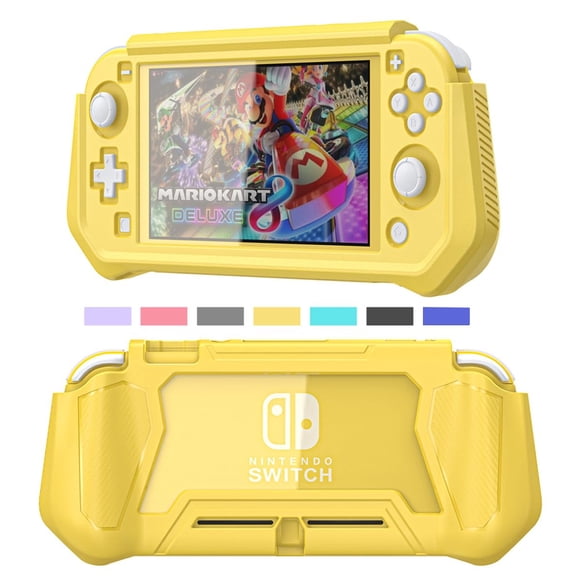 Compatible with Nintendo Switch Lite Screen Protector Case Cover with Hand Grip, Detachable Protective Case with Shockproof and Anti-Scratch Design for Nintendo Switch Lite, Yellow