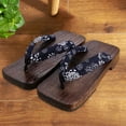thumbnail image 4 of Japanese Wooden Clogs Comfortable Geta Sandals for Men Women Blue Square 45, 4 of 7