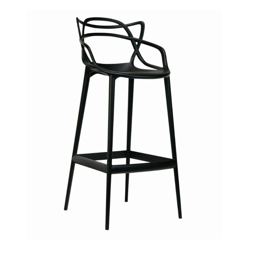 Tabouret moderne du milieu du siècle en polypropylène emmêlé Kooper en Noir, Intérieur - Extérieur Tabouret, Tabouret de cuisine, Tabouret de restaurant Ensemble 2