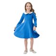 thumbnail image 2 of Dresses For Teens Spring Summer Print Ruffle Long Sleeve Solid Casual Girls Dress Blue 11-12 Years, 2 of 4