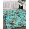 thumbnail image 3 of Ahgly Company Tapis d'Intérieur Lavables en Machine, Carrés Transitionnels, Vert Terne-Mer, 8' Carré, 3 of 7