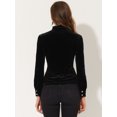 thumbnail image 4 of INSPIRE CHIC Stand Collar Cutout Velvet Top Black XS, 4 of 5