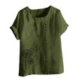 thumbnail image 1 of Blouses à Manches Courtes pour Femmes Mode Femmes Été Ample Imprimé T-Shirt à Col Rond Manches Courtes Blouse Décontractée T-Shirts d'Été pour Femmes Blouse à Manches Courtes Femmes T-Shirts Été, 1 of 1