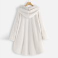 thumbnail image 4 of WEIYLL Womens Fleece Jacket Pocket Irregular Long Hooded Button Sleeve Plus Size White Cold Weather Tops Size M, 4 of 5