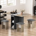 thumbnail image 3 of AWQM Folding Dining Table Set for 4, Dinner Table with 4 Leather Chairs and Shelves, Space Saving Foldable Dining Table with 6 Wheels, Kitchen Table Set for Small Spaces (Grey), 3 of 7