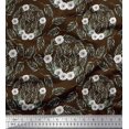 thumbnail image 1 of Soimoi Brown Poly Georgette Fabric Anemone & Leaves Fabric Prints By Yard 42 Inch Wide, 1 of 3