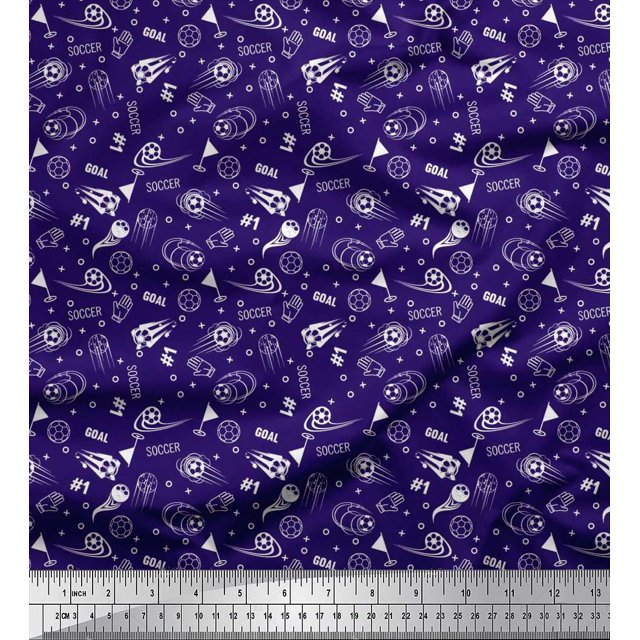 Soimoi Polyester Crepe Fabric Geometric Sign,Flag & Football Sports Print Fabric by Yard 52 Inch Wide