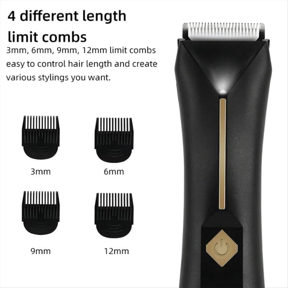 New Men and Women Groin Body Trimmer Electric Beard Bikini Hair Trimmer Washable Pubic Hair Shaver Epilator,1 x Shaving device 1 x Data cable 4 x Shaving comb 1 x Brush,Black
