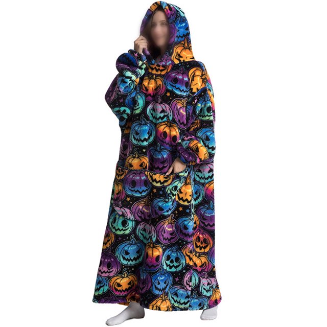 LUXUR Chemises de Nuit à Capuche pour Femmes, Robe de Nuit, Robe de Sommeil, Imprimé Citrouille