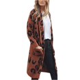 thumbnail image 1 of CEHVOM Chandails pour Femmes Mode Cardigan Imprimé à Manches Longues Chemisier à Poches pour Dames Hauts Liquidation, 1 of 5