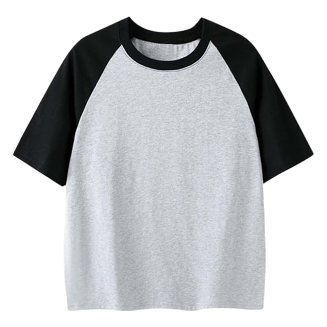 MIASHUI T-Shirts Garçons Filles Coton Col Rond Basique Superposition Usage Quotidien, Gris, 6-7 Ans
