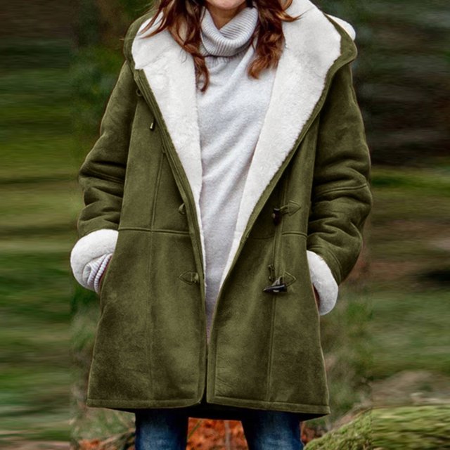 PVCS Womens Warm Faux Coat Jacket Winter Button Solid Long Sleeve Outerwear