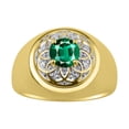 thumbnail image 1 of RYLOS Men's Rings Yellow Gold Plated Silver Designer Gypsy 7MM Round Gemstone & Diamond Ring Emerald May Birthstone Size 12, 1 of 6