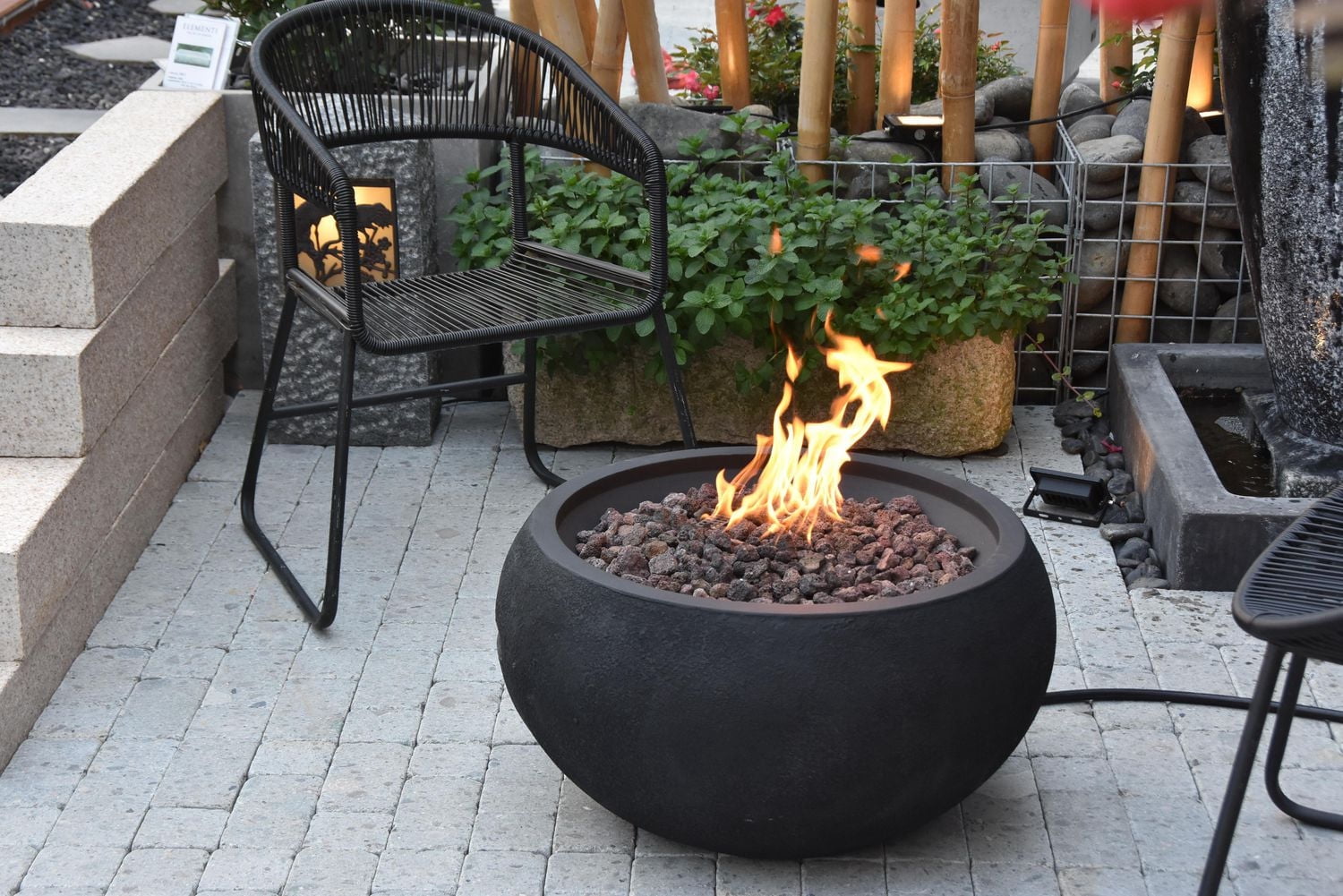 Modeno York Black Concrete Fire Bowl - Liquid Propane