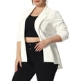 thumbnail image 4 of Agnes Orinda Women's Plus Size Blazer Button Notch Panel Ruffle Peplum Blazers 3X White, 4 of 6