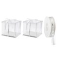 thumbnail image 1 of Unique Bargains Clear Cake Box, 2Pcs 10'x10'x10' - Tall Cake Boxes with Ribbon for 8 Inch Cake Packing Carry - for Birthday (White), 1 of 6