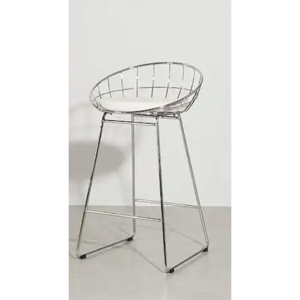 Roman Stool (26" H x 19.5" W x 21.5" D) Black - Chrome SET OF 2