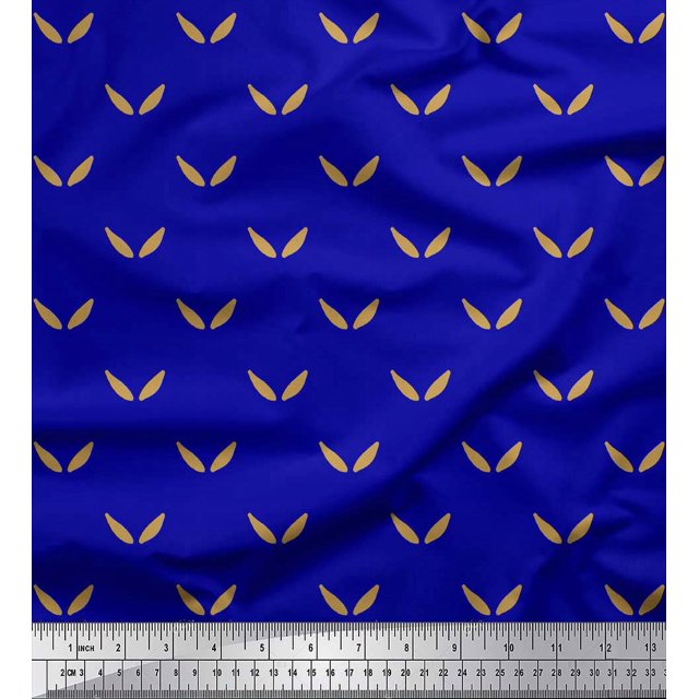 Soimoi Blue Modal Satin Fabric Brush Stroke Abstract Print Fabric by Yard 42 Inch Wide