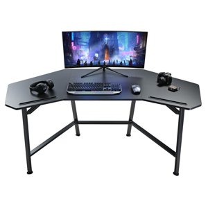 EUREKA ERGONOMIC Bureau de jeux - Bureaux en forme d'aile,63 Table de bureau d'ordinateur pour le travail à domicile,Ergonomic Studio Desk Gamer Workstation pour Live & Streamer avec Mousepad, Noir